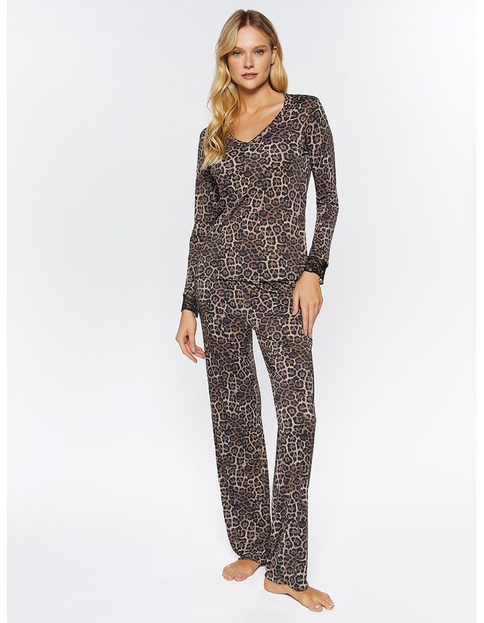 Animal Print Long Pajama Set